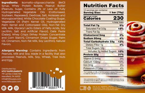 HTLT CicoBar Protein Snack Bar Cinnamon Roll x 12