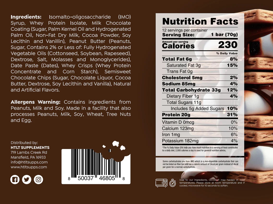 HTLT CicoBar Protein Snack Bar S'Mores x 12
